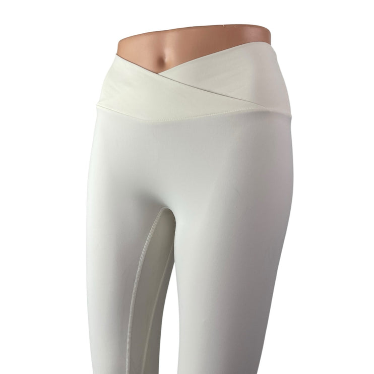 Hustl Women's White Mid Rise Yoga Workout Gym Athletic Leggings Pants Size XS