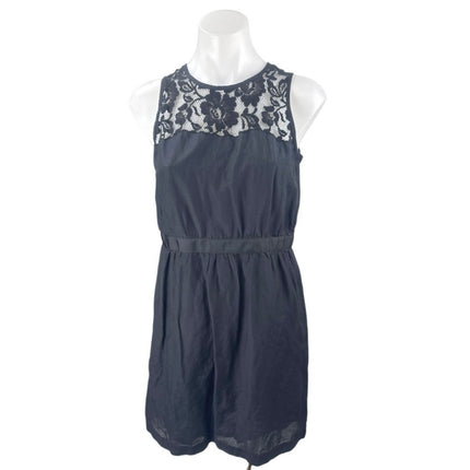 Ann Taylor Loft Petites Black Floral Lace Sleeveless Mini Tank Sheath Dress Sz 6