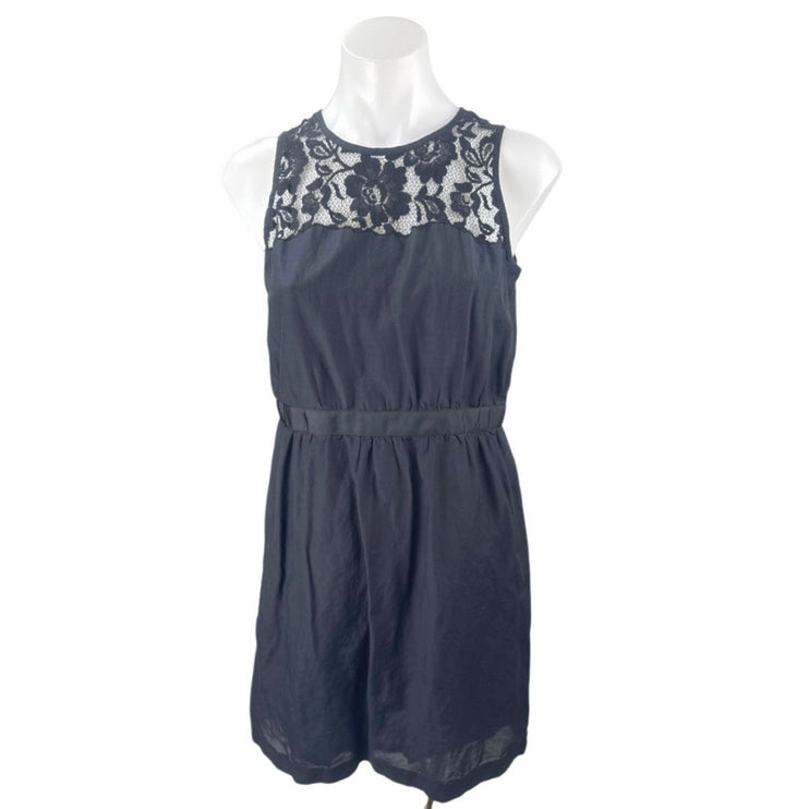 Ann Taylor Loft Petites Black Floral Lace Sleeveless Mini Tank Sheath Dress Sz 6