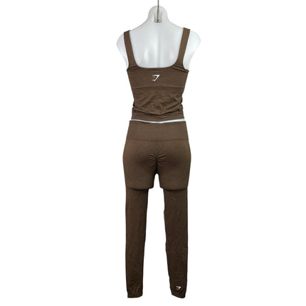 Gymshark Vital Seamless Women Brown Activewear Tank Top & Legging Pant Sets S/M