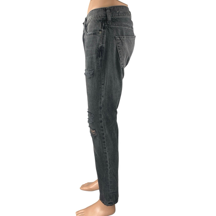 Abercrombie & Fitch Langdon Men's Black Distressed Slim Straight Denim Jeans 30