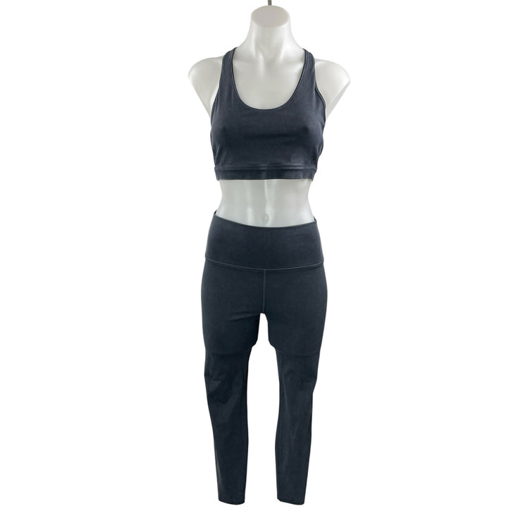 SOUL Cycle Gray Athletic Sports Bra & High Waist Legging Pants Activewear Set S