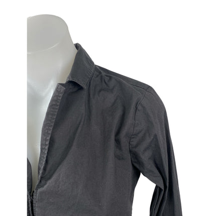 Madewell Women's Gray Collared Long Sleeve Crop Fitted Boxy Shirt Blouse Top 2