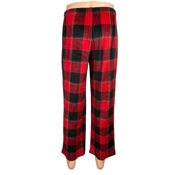 Stars Above Men Red Plaid Flannel Check Drawstring Sleepwear Pajama Pants Size M