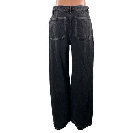 Reformation Jeans Alyssa Black High Rise Pocket Wide Long Denim Jeans Pants 29