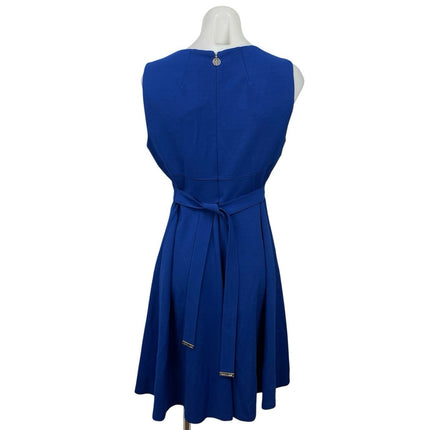Tommy Hilfiger Blue Sleeveless Belted Round Neck Mini Fit & Flare Tank Dress 10