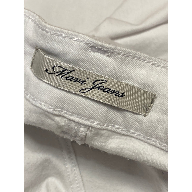 Mavi Women's White Mid Rise Slim Fit Straight Casual Cargo Denim Jeans Size M