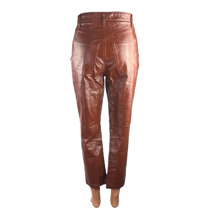 Abercrombie & Fitch Curve Love Faux Vegan Leather Straight Trousers Pants Sz 25