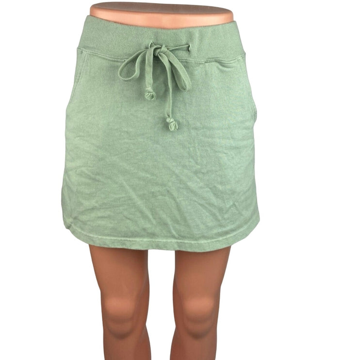 Brandy Melville Green 100% Cotton Drawstring Pockets A Line Mini Skirt Size S