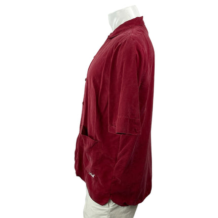 Kith Men's Red Short Sleeve Linen Pocket Casual Button Down Shirt Top Size M