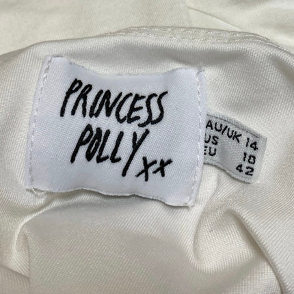 Princess Polly White Long Sleeve One Shoulder Drape Ruched Blouse Top Size 10