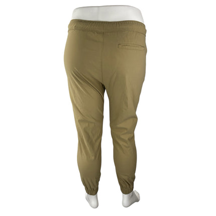 Iron Co Women's Tan Khaki High Rise Drawstring Jogger Tapered Trousers Pants L