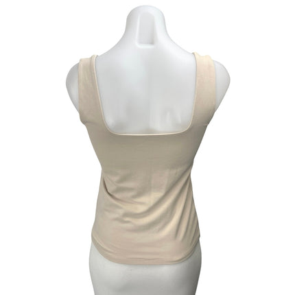 Abercrombie & Fitch Women's Cream Tan Sleeveless Square Neck Crop Tank Top Sz M