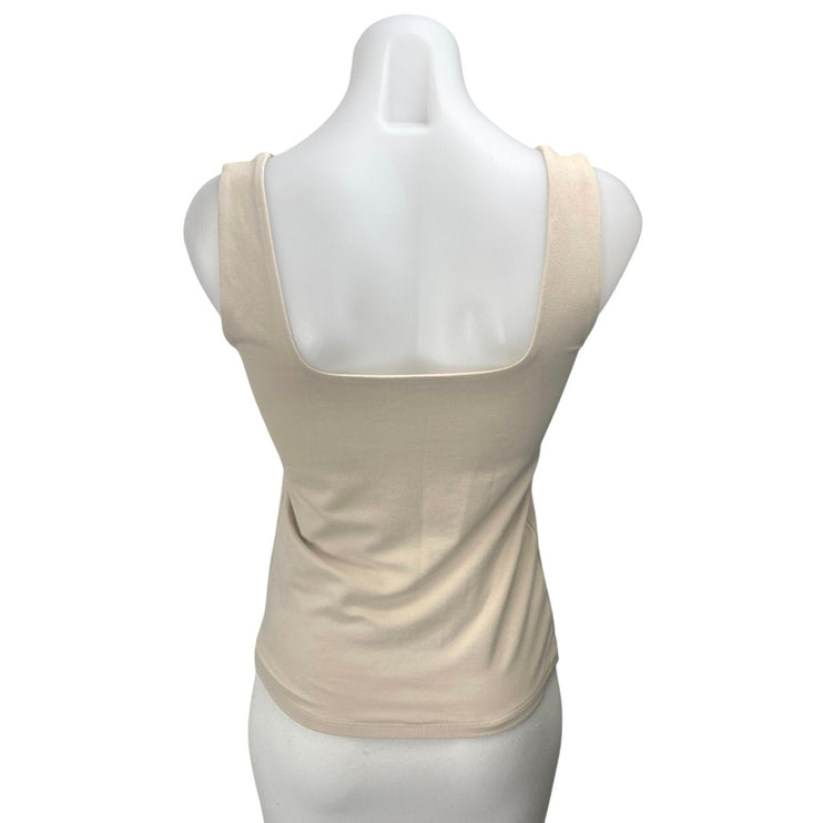 Abercrombie & Fitch Women's Cream Tan Sleeveless Square Neck Crop Tank Top Sz M