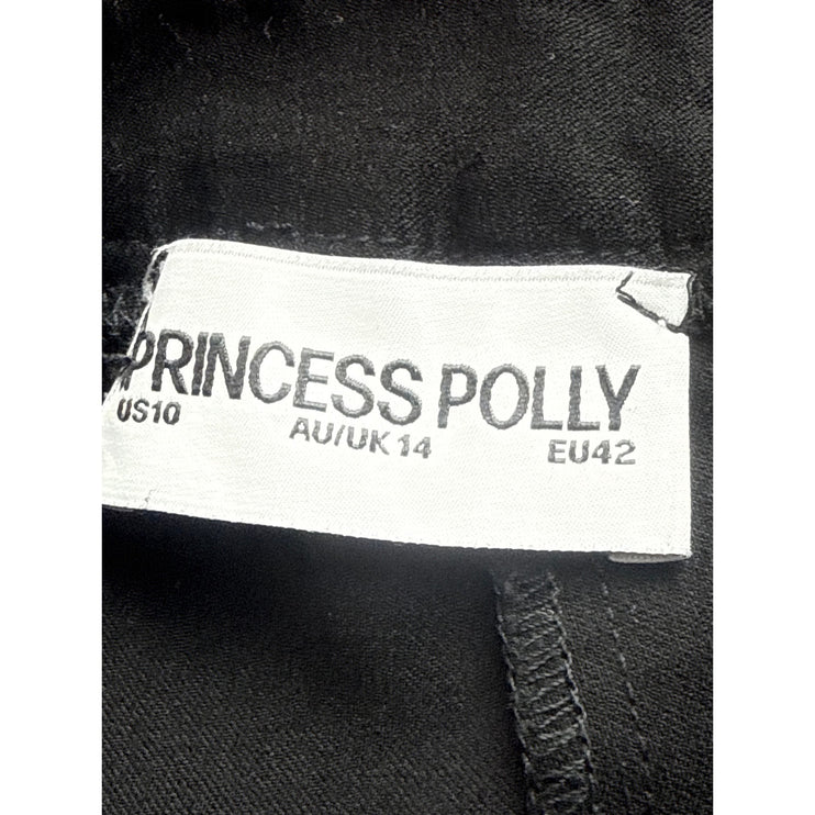 Princess Polly Women's Black High Waisted Bootcut Flare Trousers Dress Pants 10