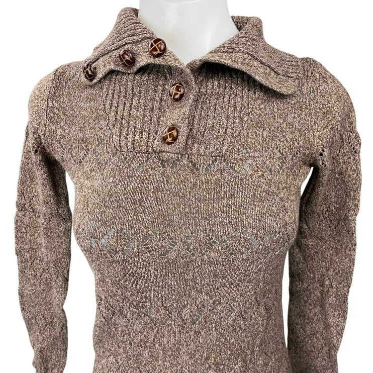 Play C. Charlotte Ronson Womens Brown Polo Collared Pullover Sweater Top Size XS