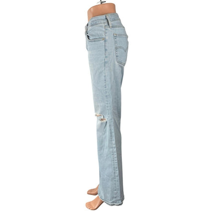 Levi's 726 Flare Women's Blue Light Wash Distressed Bootcut Denim Jeans Size 29
