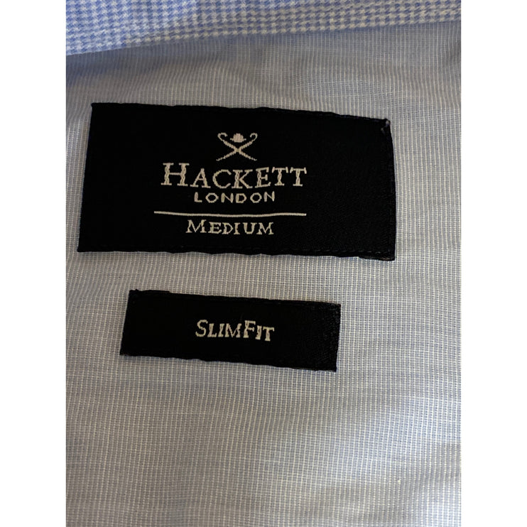 Hackett Men's Blue Slim Fit Long Sleeve Button Down Windowpane Shirt Top Size S