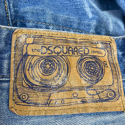 Dsquared2 Men's Blue Acid Wash Straight Leg Frayed Raw Hem Denim Jeans Pants 34