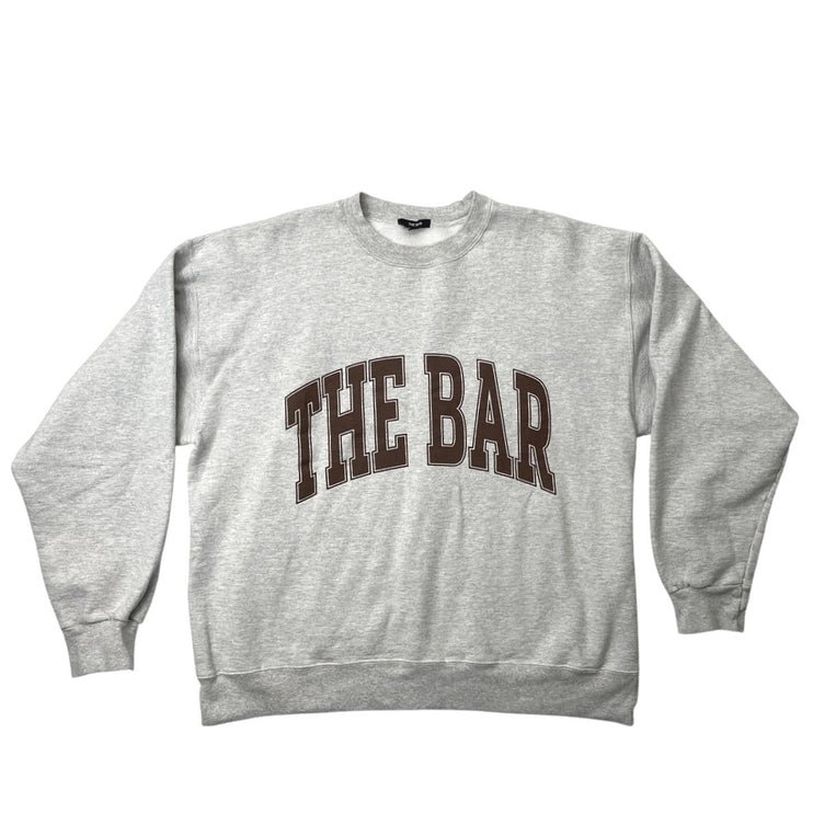 The Bar Varsity Unisex Gray Graphic Print Long Sleeve Pullover Sweatshirt Top L