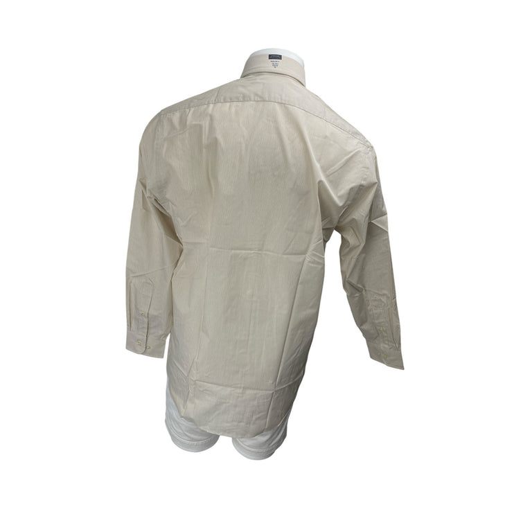 NEW Arrow Men's Beige Striped Long Sleeve Button Down Dress Shirt Top Size 15