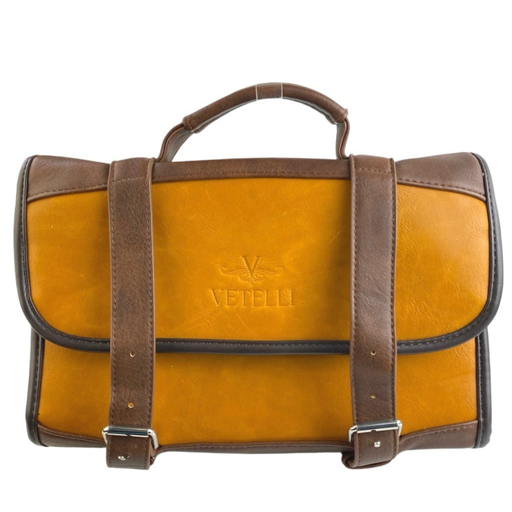 Vetelli The Hanging Toiletry 100% Leather Foldable Pockets Travel Pouch Bag