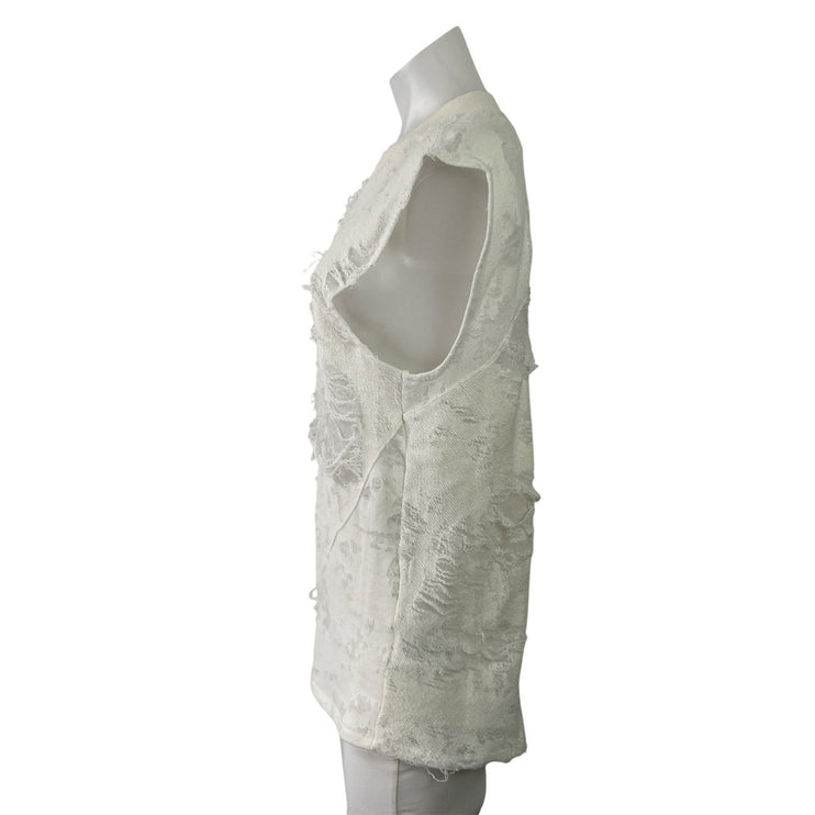 IRO Jeans Nuala White Sleeveless Crewneck Distressed Muscle Tee Tank Top Size XS