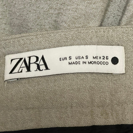 Zara Women's Gray Pleated High Rise Button Cuffed Hem Tapered Trousers Pants S