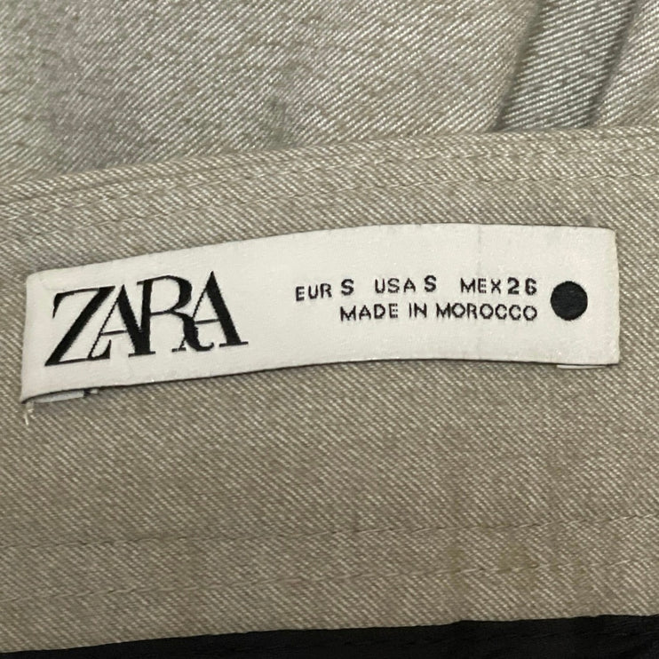 Zara Women's Gray Pleated High Rise Button Cuffed Hem Tapered Trousers Pants S