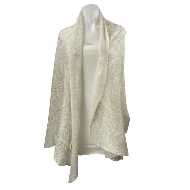 AiurtRuutti Women's Beige Cream 100% Cashmere Paisley Wrap Neck Scarf OS