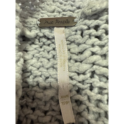 Free People Gray Open Knit Long Sleeve High Low Mock Neck Sweater Top Size XS