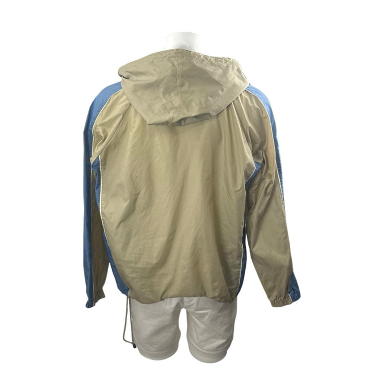 Vintage Gap Mens Khaki Blue Colorblock Hoodie Hooded Anorak Windbreaker Jacket S