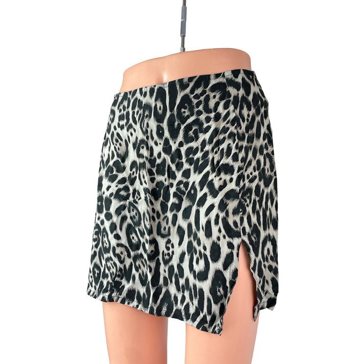 Motel Sheny Women's Animal Print High Rise Slit Mini Pencil Bodycon Skirt Sz XS