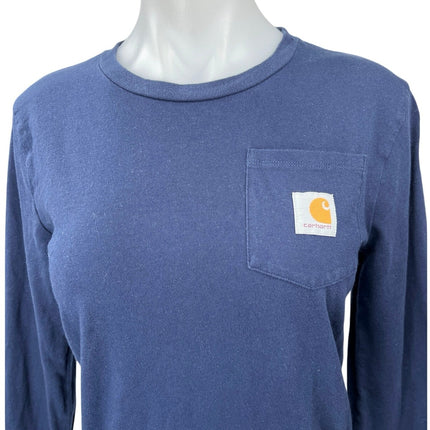 Carhartt Women's Blue Pocket Long Sleeve Casual Pullover Sweatshirt Top Size M