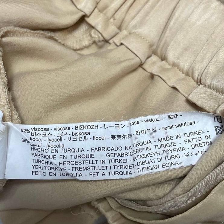 Zara Women's Beige High Waisted Button Fly Skinny Straight Leg Trousers Pants XS
