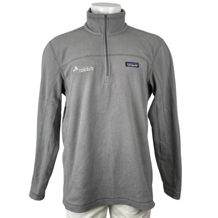 Patagonia Micro D Fleece Men's Gray Rabbit Logo 1/4 Zip Pullover Sweater Top L
