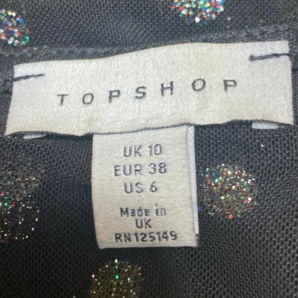 Topshop Black Mesh Glitter Polka Dot Long Sleeve Sheer Crop Cover Up Shirt Top 6