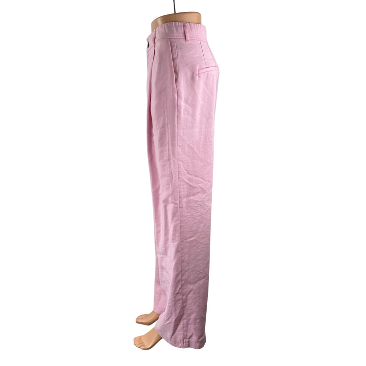 Zara Women's Pink High Waisted Pleated Wide Leg Baggy Trousers Pants Size M