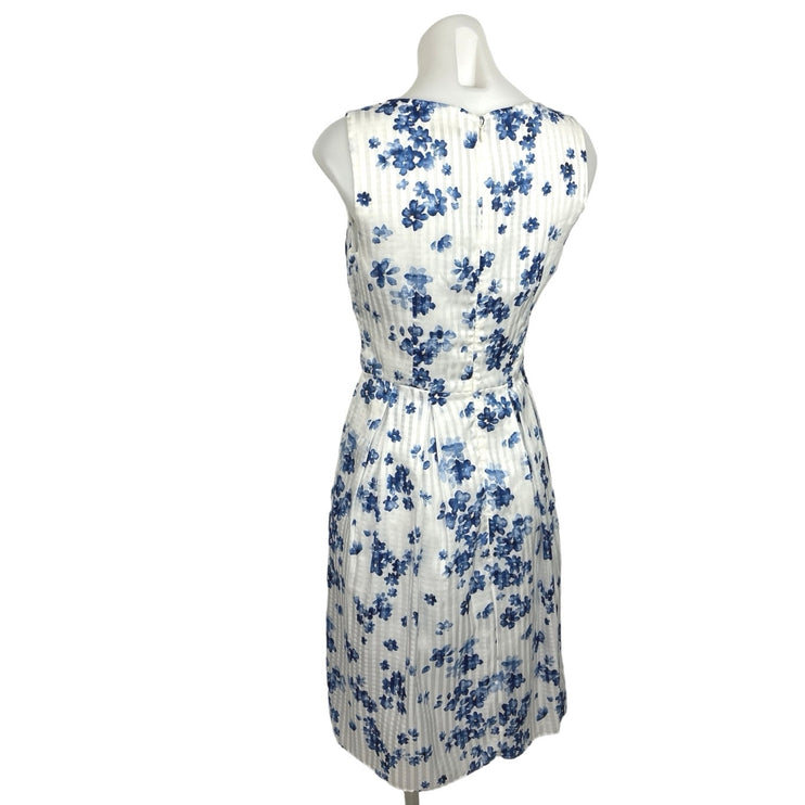 Avirate Floral Print White Boat Neck Sleeveless Fit & Flare Midi Dress Size 6