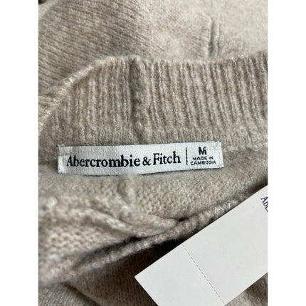 NEW Abercrombie & Fitch Beige Wool Knit Short Sleeve Mini Sweater Dress Size M