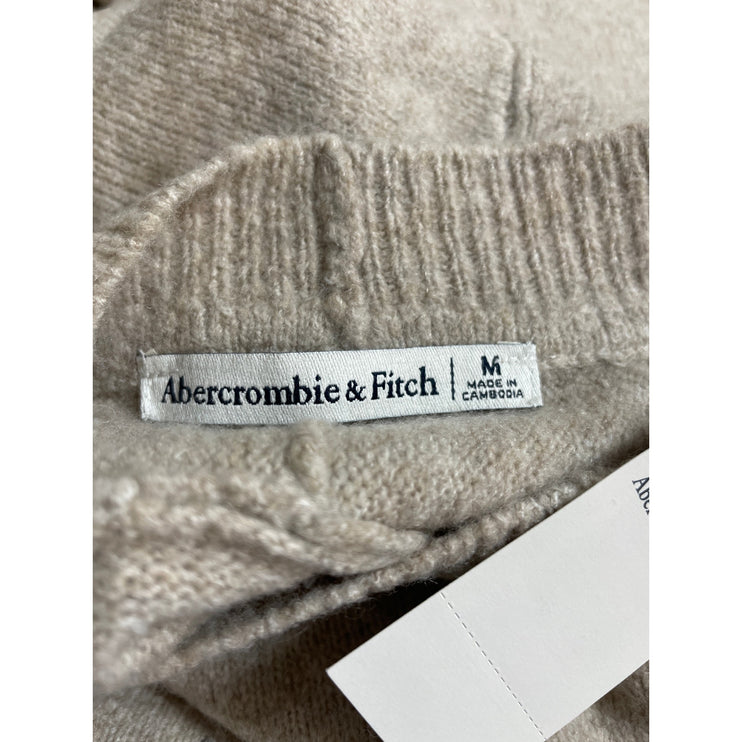 NEW Abercrombie & Fitch Beige Wool Knit Short Sleeve Mini Sweater Dress Size M