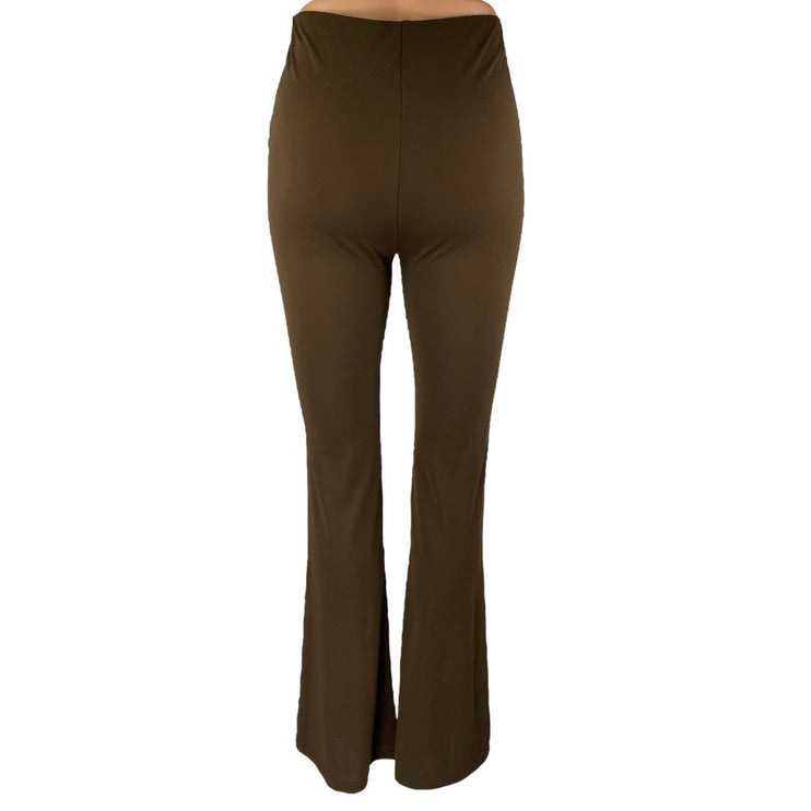 Zara Women's Brown High Waisted Stretch Yoga Flared Bootcut Leggings Pants Sz S