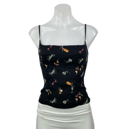Reformation Grace Black Sleeveless Cami Camisole Bustier Crop Tank Top Size 4
