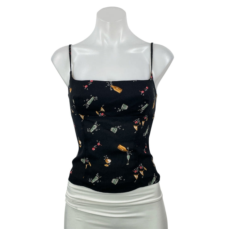 Reformation Grace Black Sleeveless Cami Camisole Bustier Crop Tank Top Size 4
