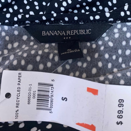 NEW Banana Republic Black White Polka Dots Long Sleeve A Line Mini Dress Size S