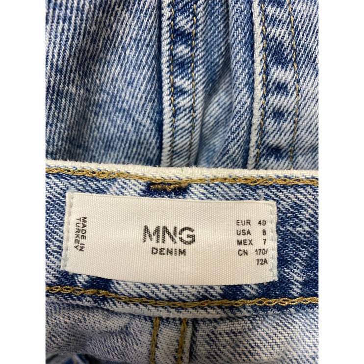 MNG Mango Women's Blue Light Wash High Rise Straight Leg Denim Jeans Size 8