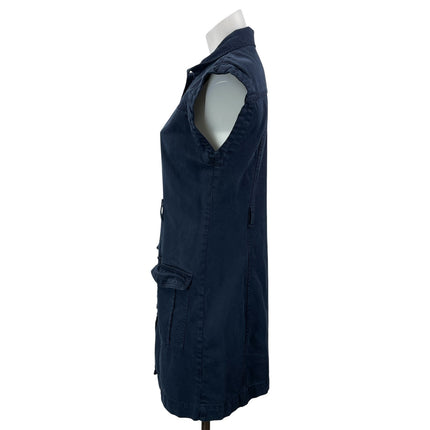 YPB Abercrombie & Fitch Navy Blue Short Sleeve Button Denim Jean Shirt Dress XS