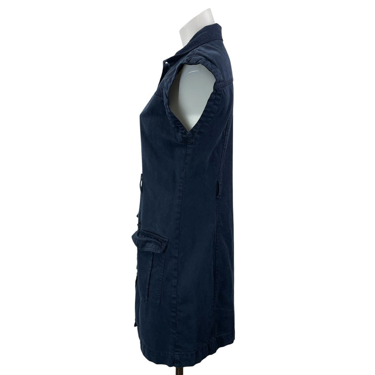 YPB Abercrombie & Fitch Navy Blue Short Sleeve Button Denim Jean Shirt Dress XS