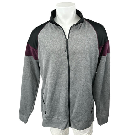 Old Navy Active Men's Gray Colorblock Long Sleeve Full Zip Sweatshirt Top XXL