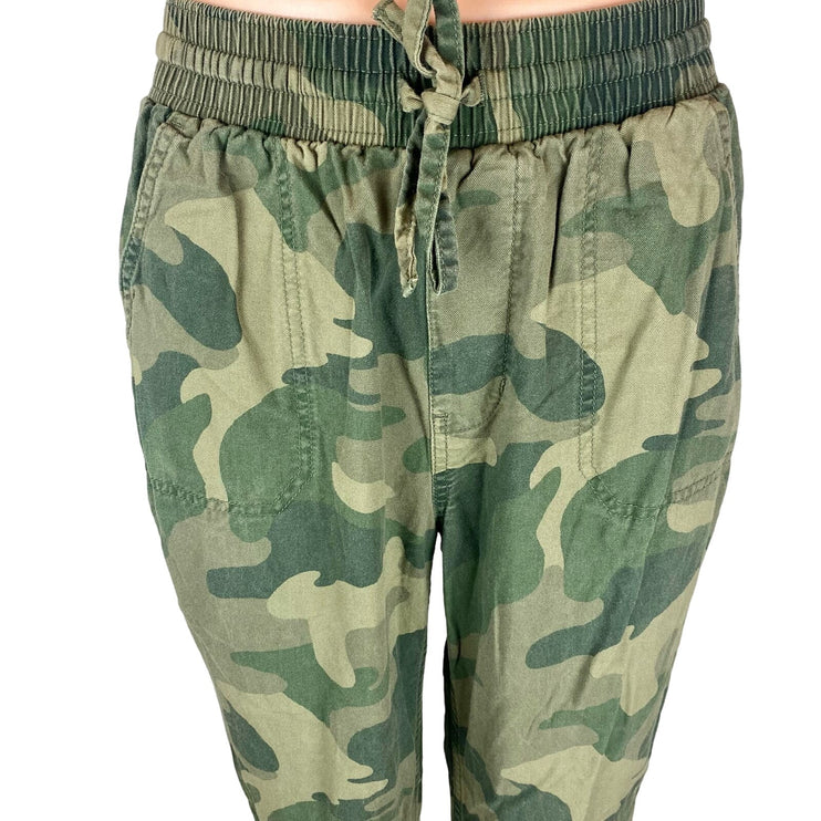 Hollister Green Camouflage Ultra High Rise Drawstring Jogger Trouser Pants Sz XS